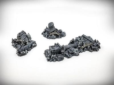 Ruined Columns Rubble Pile Bundle Grimdark Version - Ancient Ruins