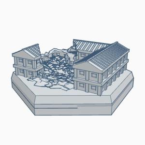 Ruined Military Barracks Hex Map Scale HMSMilR004