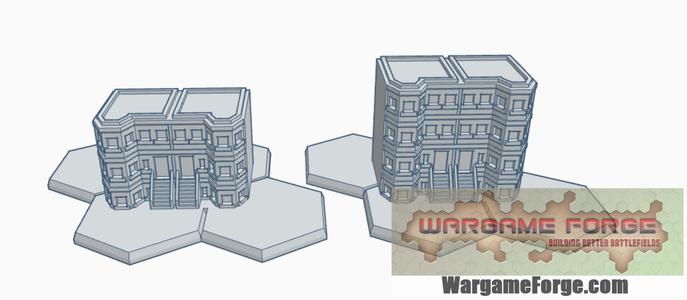 Modern Building 15 with Hex Base: Modern Row House 1 & 2 MHB015