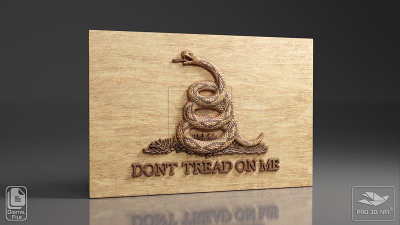 Dont Tread On Me Flag - CNC Files For Wood, 3D STL Model