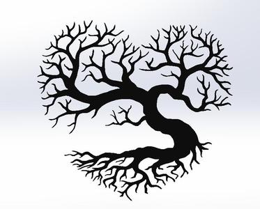 heart shape tree 2d art wall mounted logo