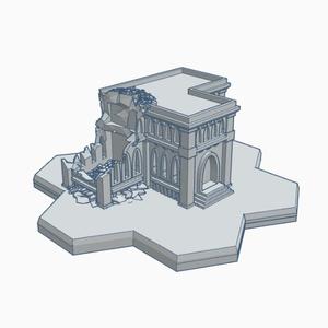 Gothic Ruined Building 5 with Hex Base GRHB005