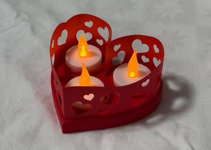Heart Triple Tealight (LED) Holder - Customizable sheets   