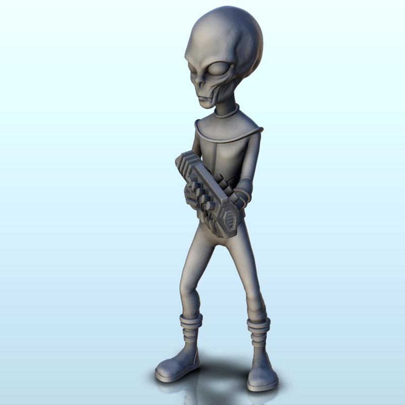 Static alien soldier with space assault rifle (23) (+ pre-supported version & rounded base) - SF Warhordes ET extraterrest Confrontation