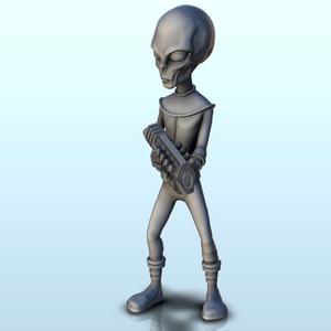 Static alien soldier with space assault rifle (23) (+ pre-supported version & rounded base) - SF Warhordes ET extraterrest Confrontation