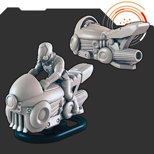 Sci-fi Vehicles: Hover Bike + Rider [support-free]