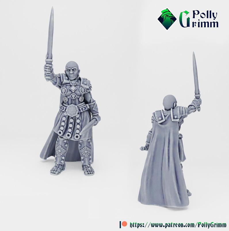 Tabletop fantasy miniature. Nymphs set. Oread warrior