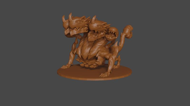 Final Fantasy inspired, 3 headed Hydra, Tabletop DnD miniature,