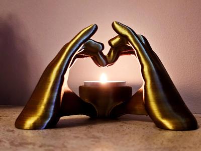 Candle Holder - 2 Hands Heart - Valentine's Day