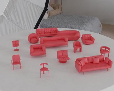 Modern Designer Furniture Miniatures STL Megapack 