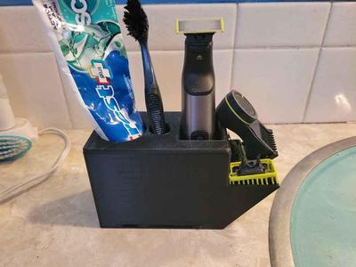 Bathroom holder for One Blade and toothbrush 