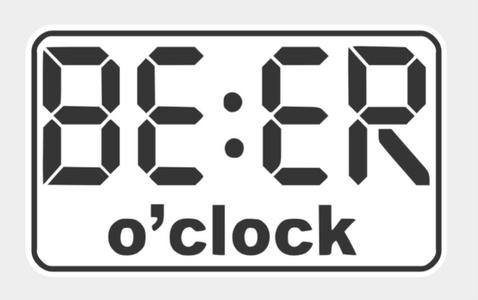 "BE:ER o clock" Schild
