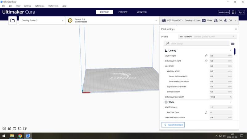 CURA PROFILE PET FILAMENT