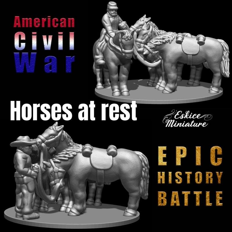 Horses at rest - Epic History Battle of American Civil War -15mm scale