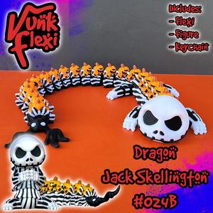 The Nightmare Before Christmas Jack Skellington Dragon MultiColor Flexi Print-In-Place + figure & keychain