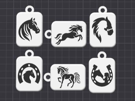 Horses silhouette keychain set free commercial use