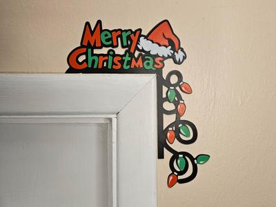 Merry Christmas Lights Door Corner Topper