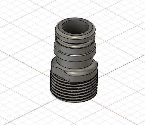 Gardenhose 1" device adapter with 3/4" thread   