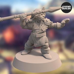 Nikta Warrior with Spear - Pose 3 - 3D printable miniature - STL file