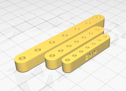 Hole tolerance tests - 3mm, 2.5mm, and 2mm for bolts and screws