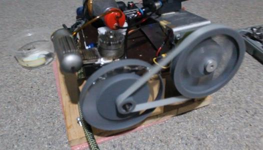 Glow engine fan-flywheel-pulley combination