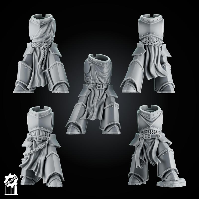SET1 - 5 eternal Crusader Armored Bodies – Heroic 32mm Scale – Knightly Infantry Torsos [Supported]
