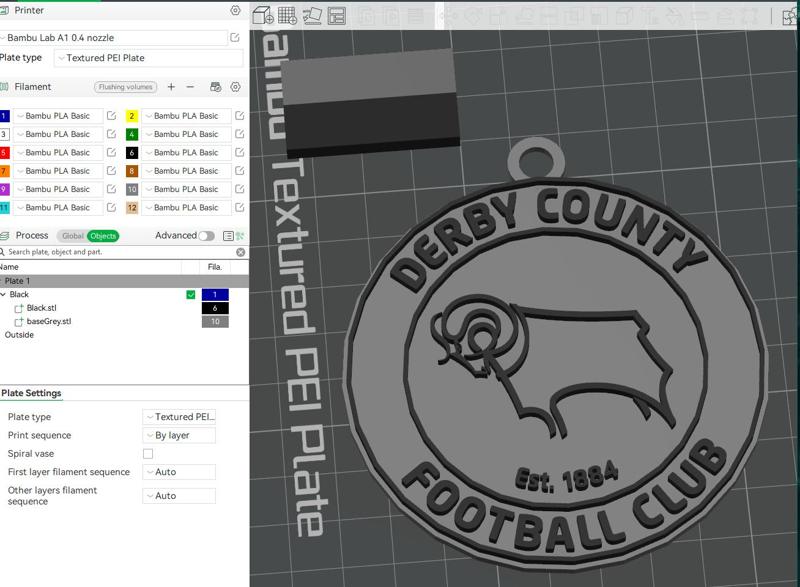 Premier League Derby County FC keychan badge printable and renderable