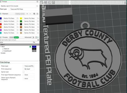 Premier League Derby County FC keychan badge printable and renderable