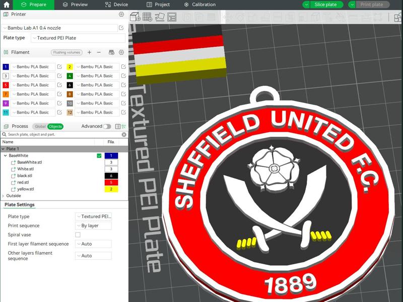 Premier League Sheffield United keychan badge printable and renderable