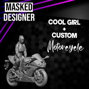 COOL GIRL + CUSTOM MOTORCYCLE