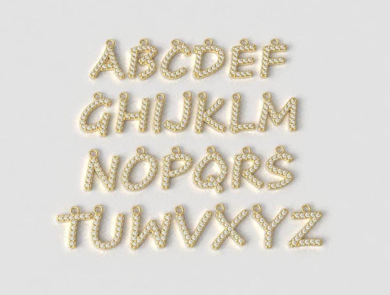 Modern Diamond Alphabet Pendat