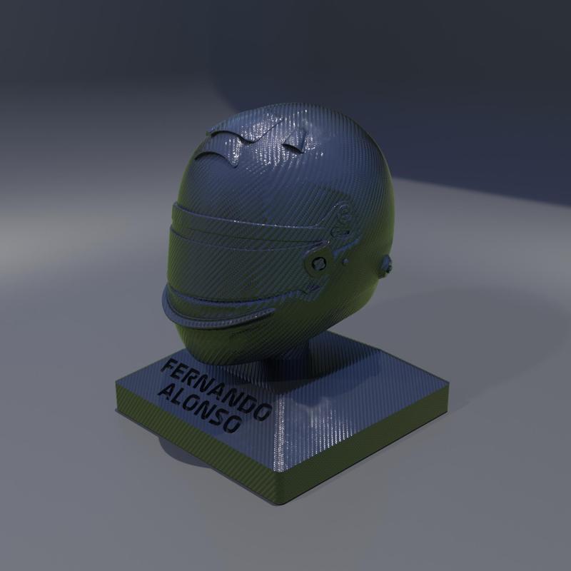 Fernando Alonso Formula 1 racing helmet with stand