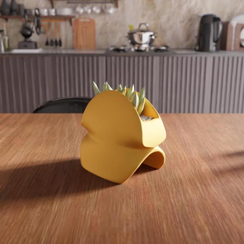 3D Small Desk Planter STL File - 019