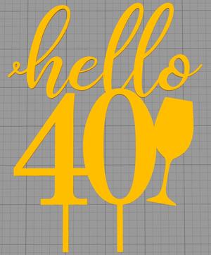 Topper hello 40 with glass