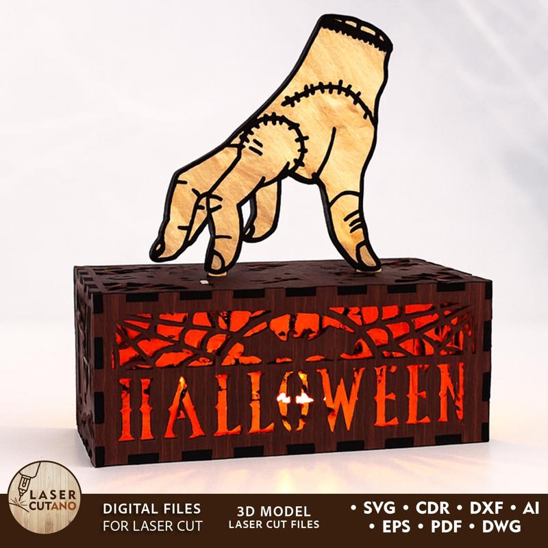 Laser Cut Halloween Hand Lantern SVG File - Spooky Night Light & Centerpiece