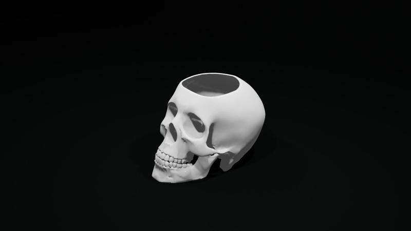 Skull Planter - Unique Skull Pot 3D Print STL File for Home Decor | Customizable Skull Flower Pot