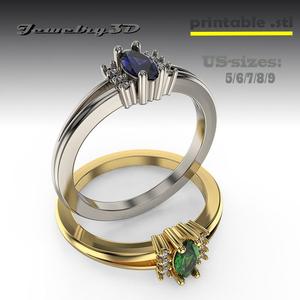 Printable jewelry engagement ring gem marquise 018ct STL