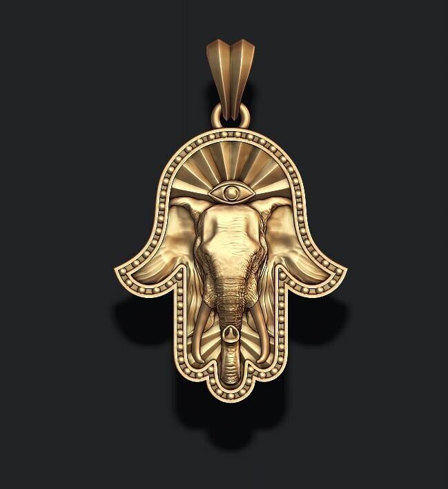 Hamsa elephant pendant 3D print model