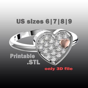 Jewelry engagement ring Heart in heart Printable STL