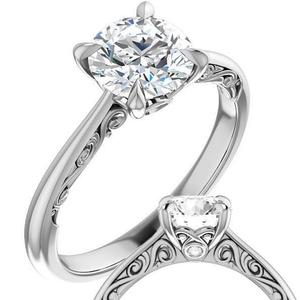 Round Engagement Scroll Accents Ring