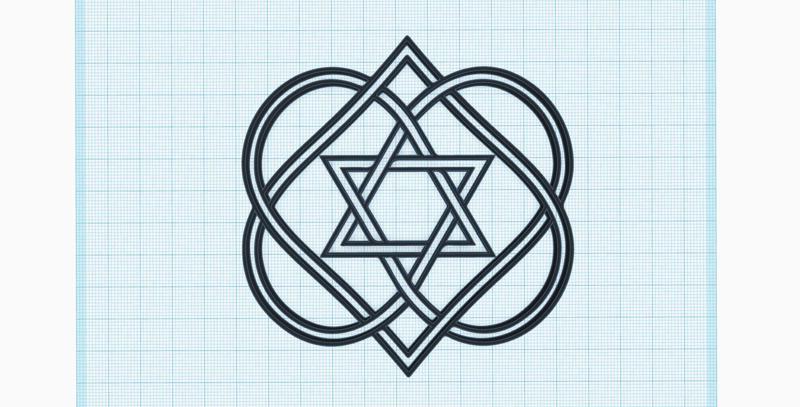 Love knot, symbol for Jewish wedding, Star of David, merkabah, light, spirit, body inside of celtic knot of hearts