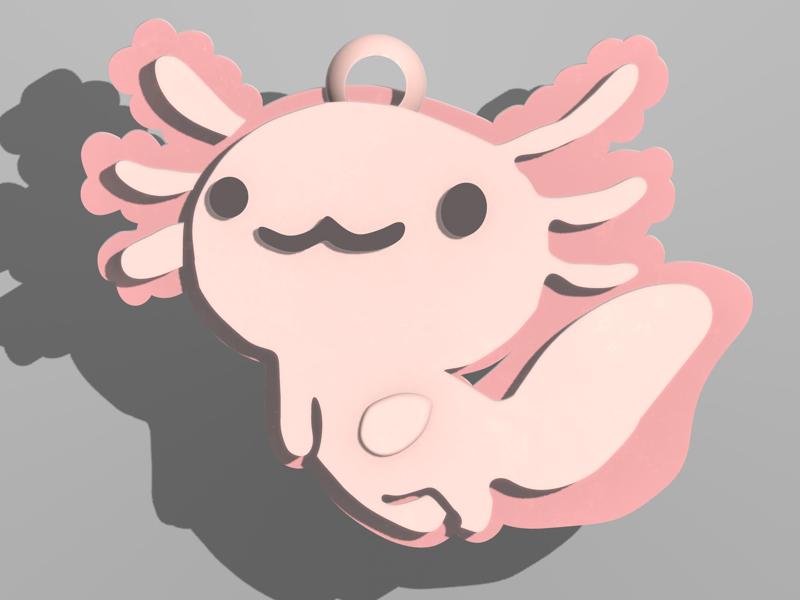 Axolotl keychain kawaii