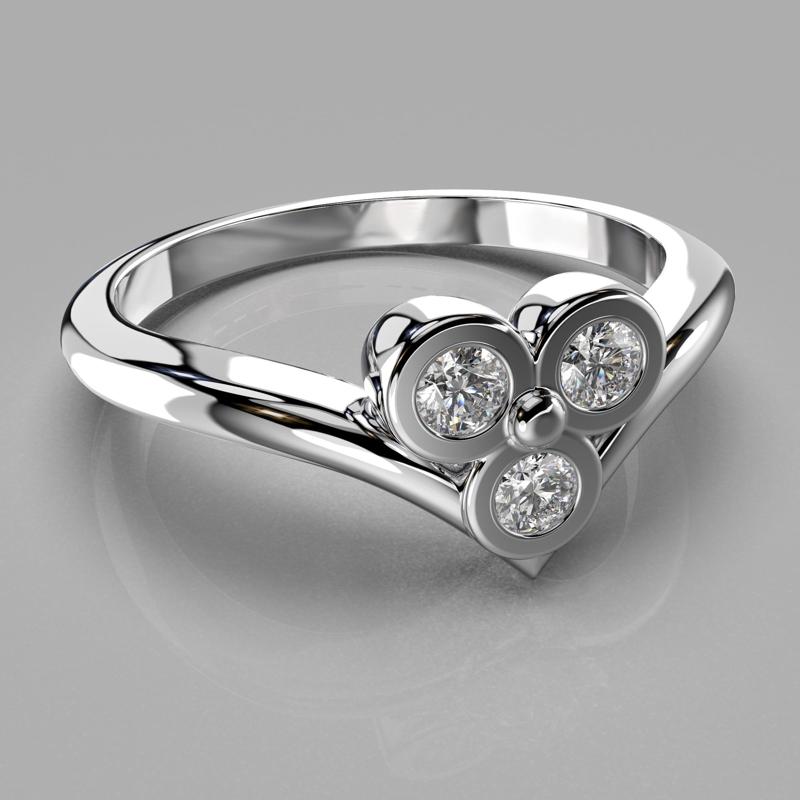 Printable Triple Ring  3 stones x 2.0mm