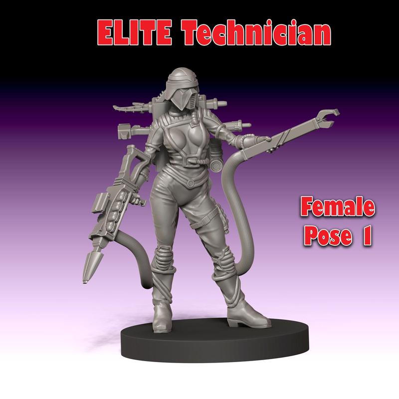Elite  Cartoon  Combat Technicians, Female Pose 1