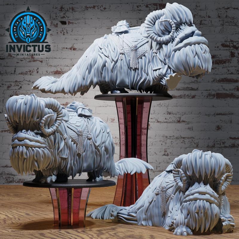 Fluffy Beast Set / Alien Snow Creature / Tusked Ice Mount / Arctic Space Animal / War Elephant / Galactic Predator / Cosmic Star Battle / Cyberpunk Trooper Attack / Evil Siege Servant / Sci-Fi Encounter