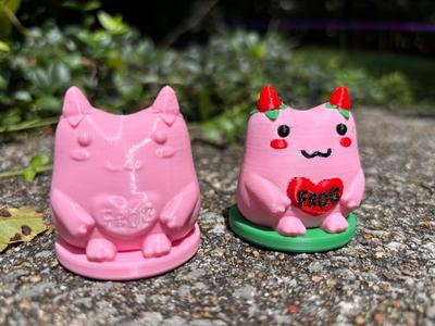 Strawberry frog figurine toy