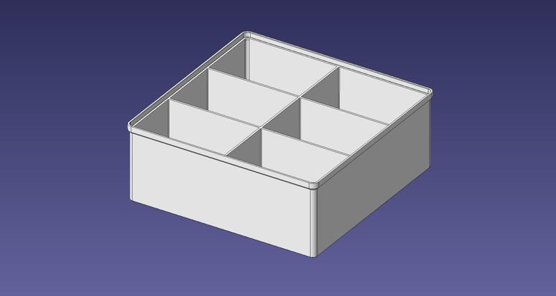 3x3 units, full height, 2x3 grid Stackable Insertbox