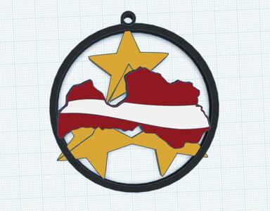 Latvia contour three star keychain / Latvija
