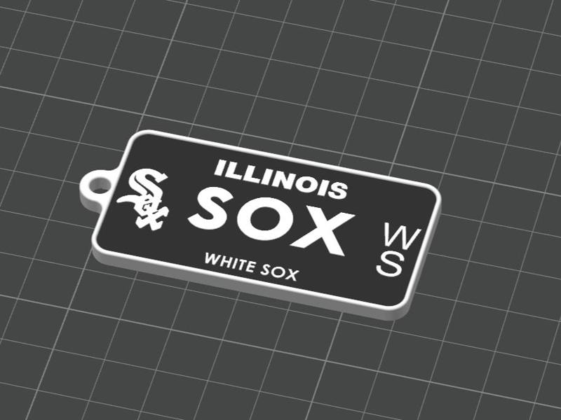 Mini White Sox License Plate Keychain - IL