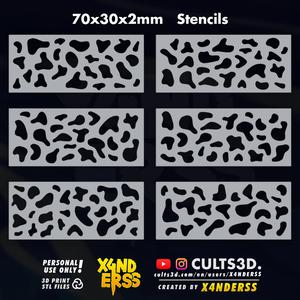 X4NDERSS x6 Stencils 70x30x2mm Set 4 - [TAGS: Camouflage Military Scale Miniature STL War Special Forces Tactical Army soldier Marine Infantry Camo]